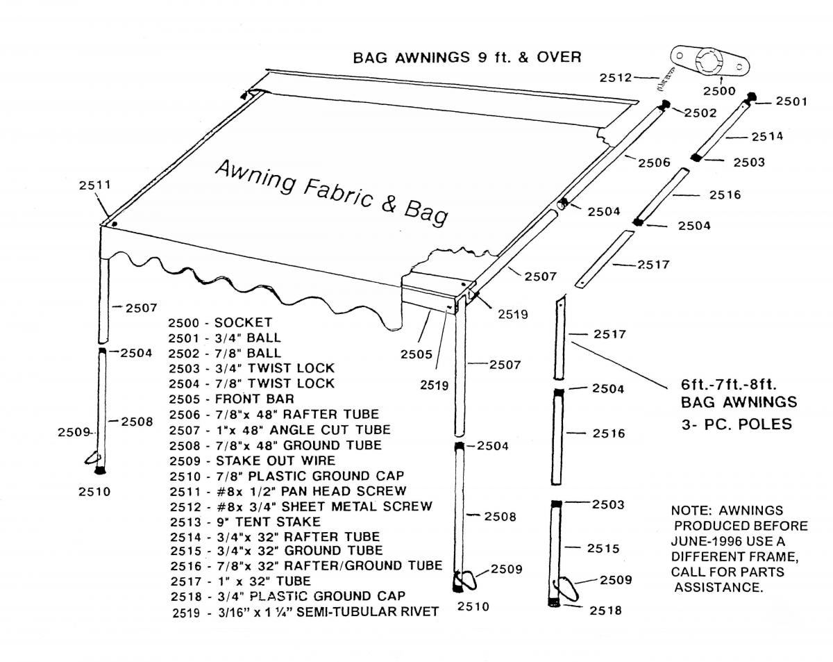 Classic Bag Awning Instructions & Parts List